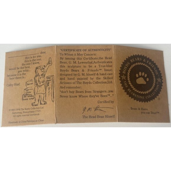 VINTAGE 1993 Boyds Bears & Friends The Bearstone Collection Wanda & Gert #227719 - Picture 11 of 16